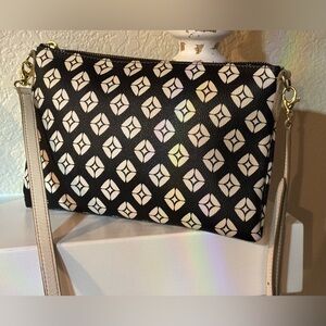 Fossil Sydney Signature Black and Cream Patterned Crossbody Bag